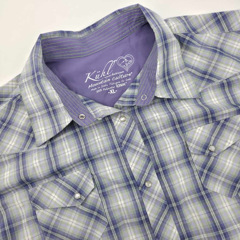 Kuhl Mountain Culture Womens XL Plaid Western Snap IONIK Performance Shirt